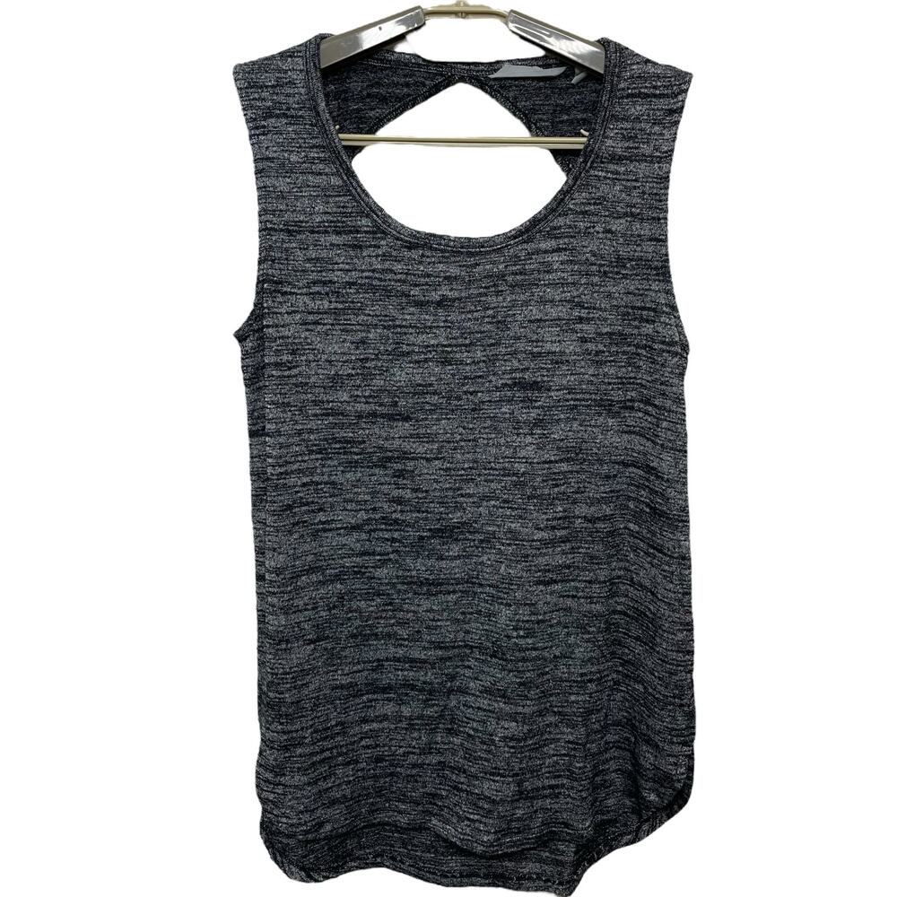 Athleta Cutout Back Tank Top Soft Heathered Dark Gray Relaxed Fit Size Small